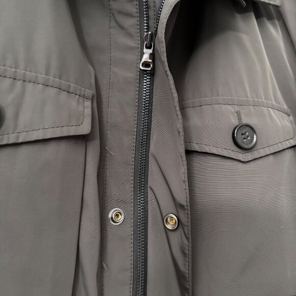 Hugo Boss Gray Military Field Jacket Cinch Waist Full Zip Mens Size 42R - Picture 2 of 10